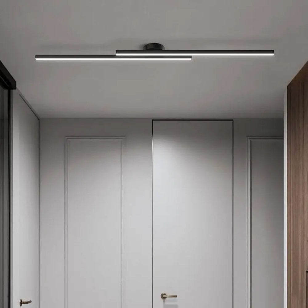 Skorter | Minimalist Modern Hallway Lights – Long Strip Linear Ceiling Lamp, Close-to-Ceiling Chandelier, Remote Dimmable for Home Interiors