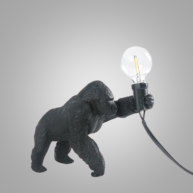 Skorter | GorillaLux - Unique Gorilla Table Lamp | Modern Animal Lamp with Warm LED Light