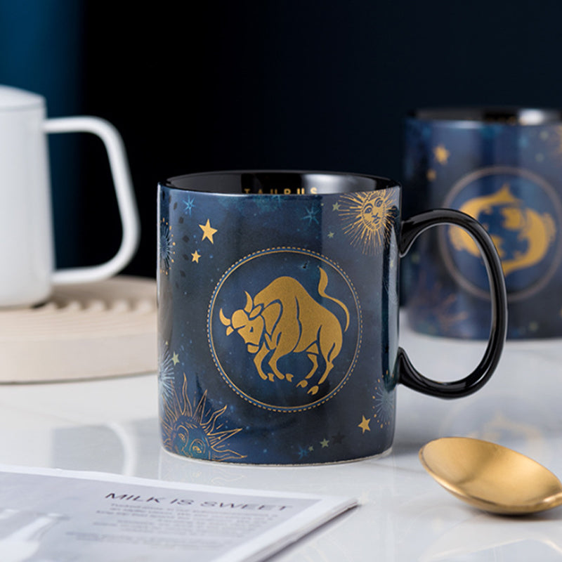 skorter | 12 Zodiac Signs Mug Cobalt Blue Ceramic Coffee Mug