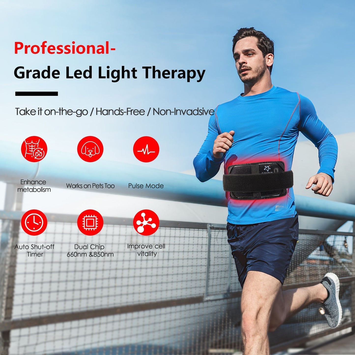 Skorter | At Home Infrared Red Light Therapy Belt Pad for Pain Relief with 60 LED