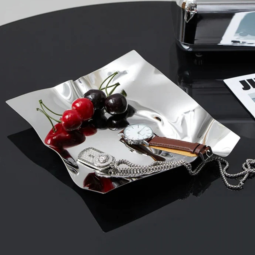 Skorter | Wrinkled Stainless Steel Obsidian Tray