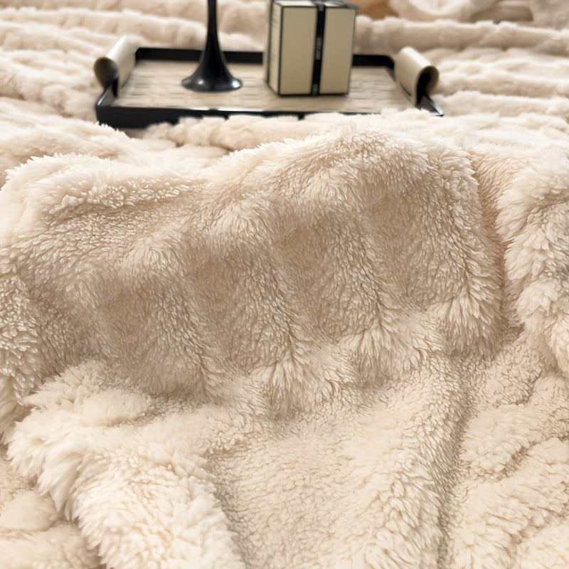 Skorter | 1 Piece Simple Layer Taffeta Blanket - Thin Multifunctional Bed Cover, Warm Garment for Bedroom and Living Room, Beige, All-Season Blanket