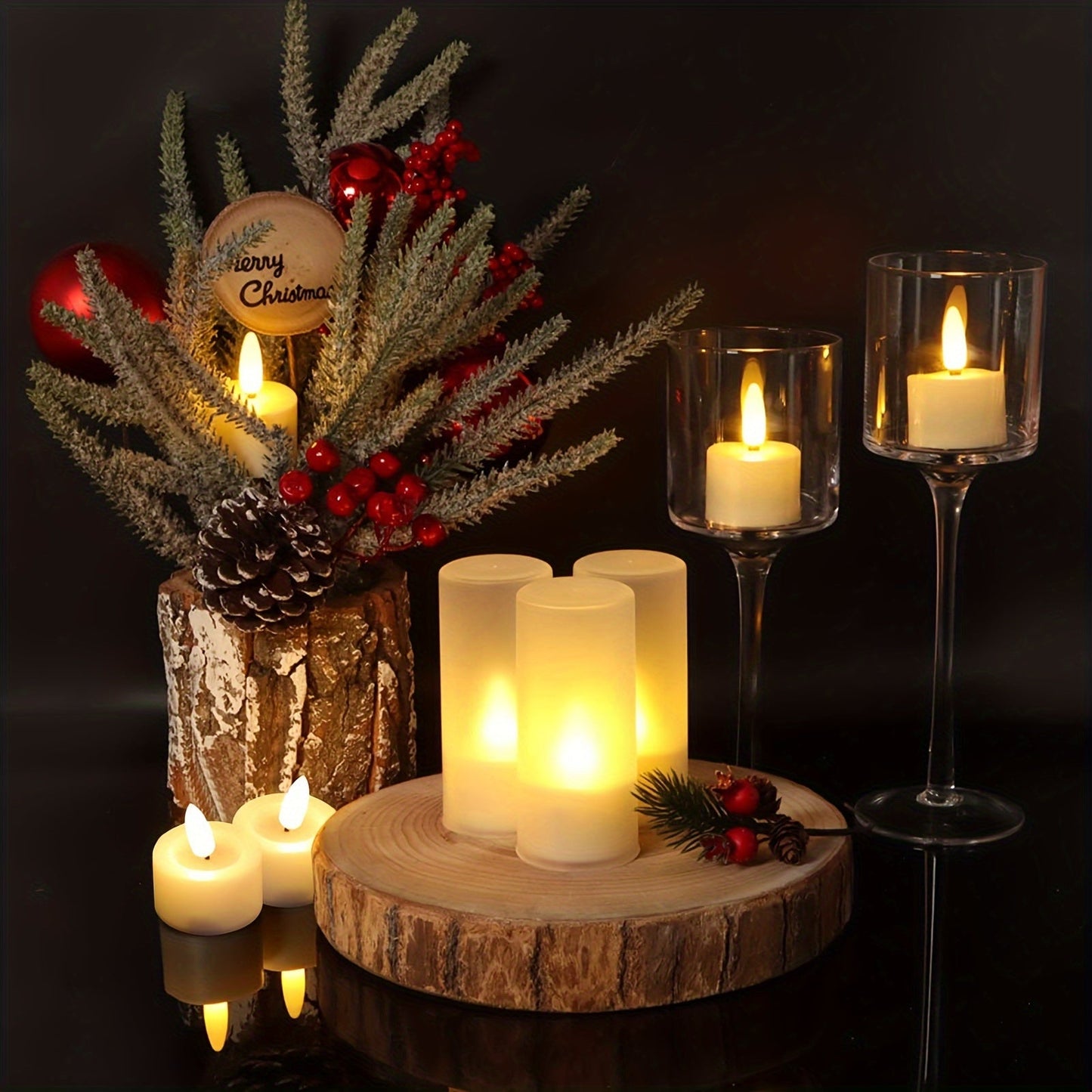 Skorter | Pack of 6 LED tea lights with remote control – Romantic, flashing lights for Valentine's Day