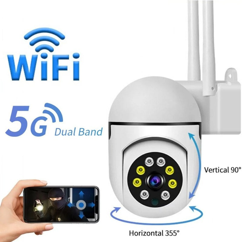 Skørter | 2.4Ghz & 5G Security Camera, 1080P Wireless Security Cameras Outdoor, 360 Degrees Outdoor Surveillance Cameras for Home Security with Motion Detection, 2-Way Audio