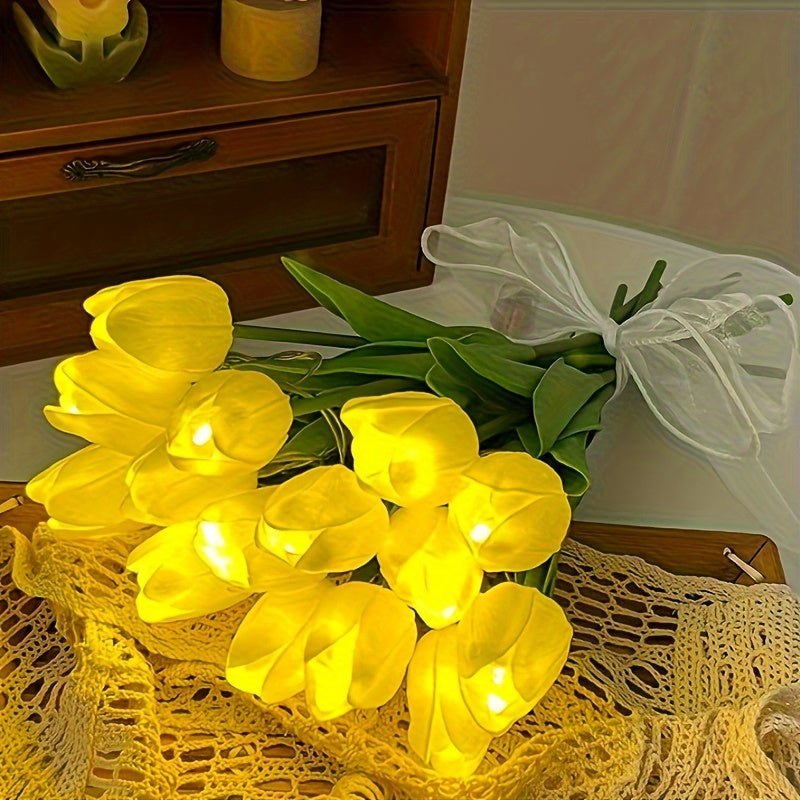 Skorter | LumiBloom - 10 Pieces Tulip LED Lamps, Handmade Bouquet Table Lamps, Perfect