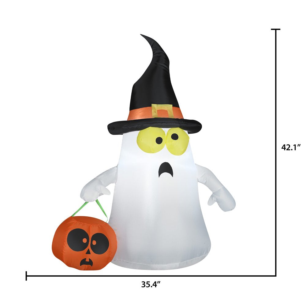 Skorter | Air-filled Inflatables 3.5FT High Halloween Inflatable Cute Ghost with Witch Hat