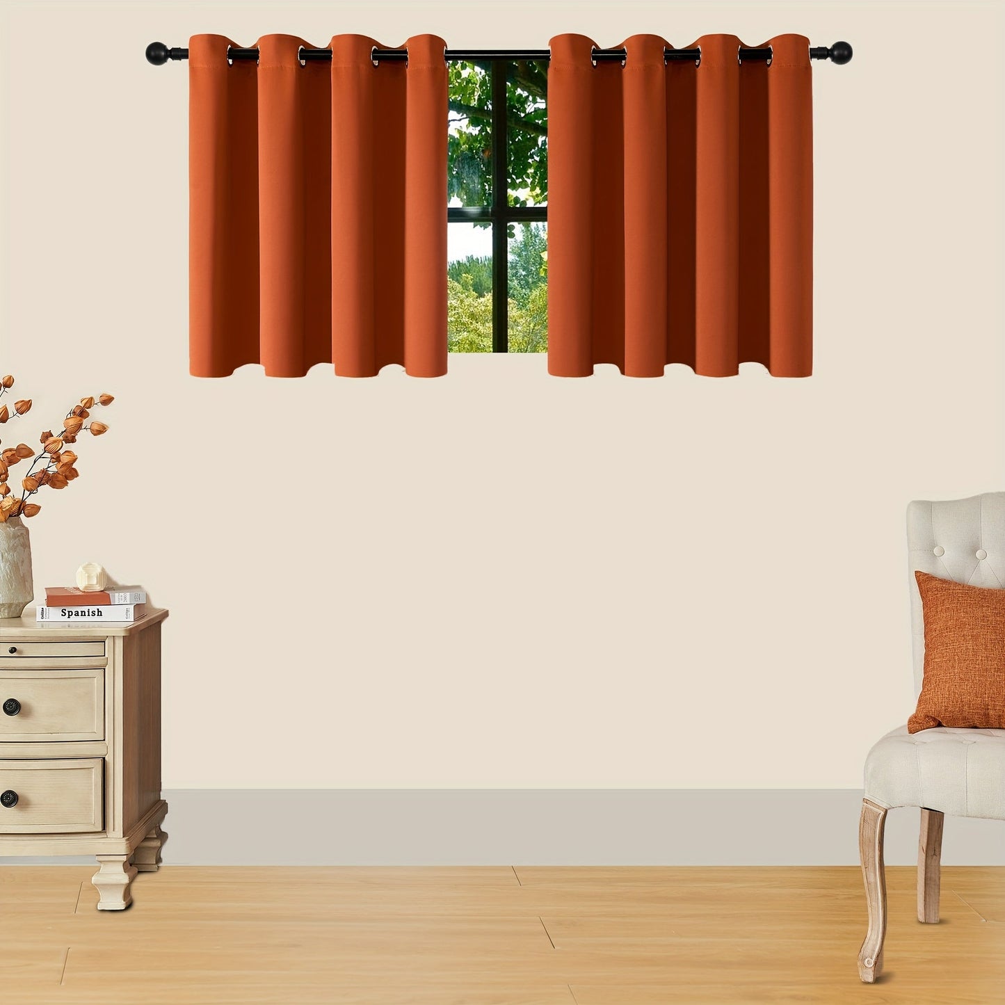 Skorter | Blackout Curtains - 2 Pieces Modern Polyester Curtains with Thermal Insulation and Rings