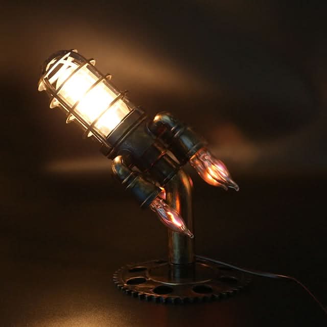 Skorter | Steampunk Rocket Table Lamp with Flame Light
