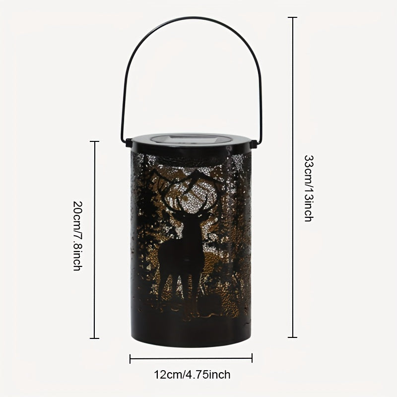 Skorter | LumiLicht - Solar Energy Iron Lantern with Deer and Forest Pattern
