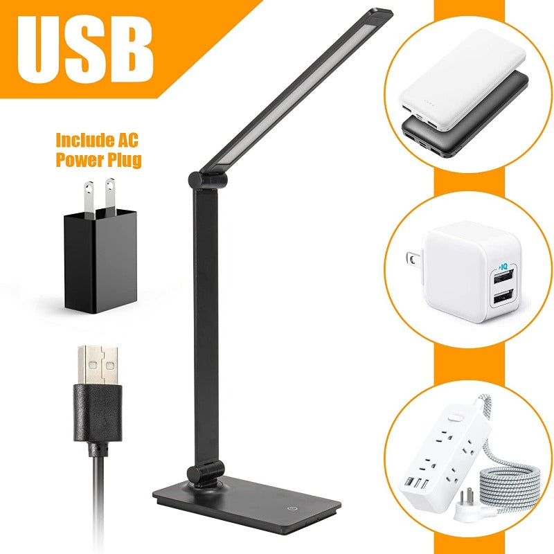 Skorter | Touch Control LED USB Table Lamp - Dimmable Table Lamps with USB Port (Includes AC Power Adapter)