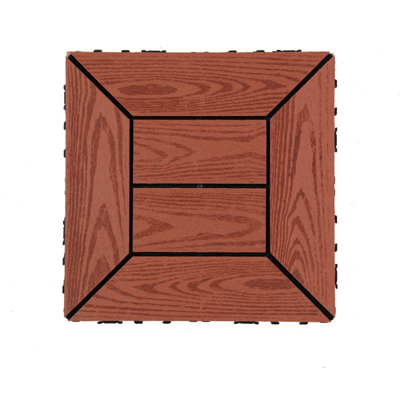 Skorter | 12" X 12" PVC 6-Slat Square Patio Tiles Snap Fit Installation Outdoor Floor Tiles
