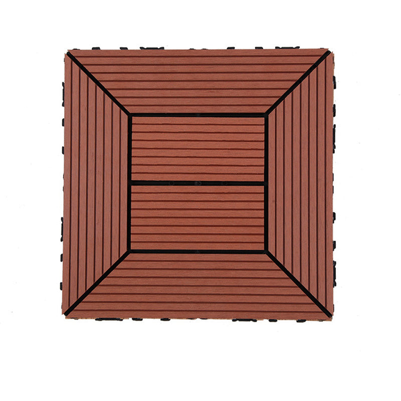 Skorter | 12" X 12" PVC 6-Slat Square Patio Tiles Snap Fit Installation Outdoor Floor Tiles