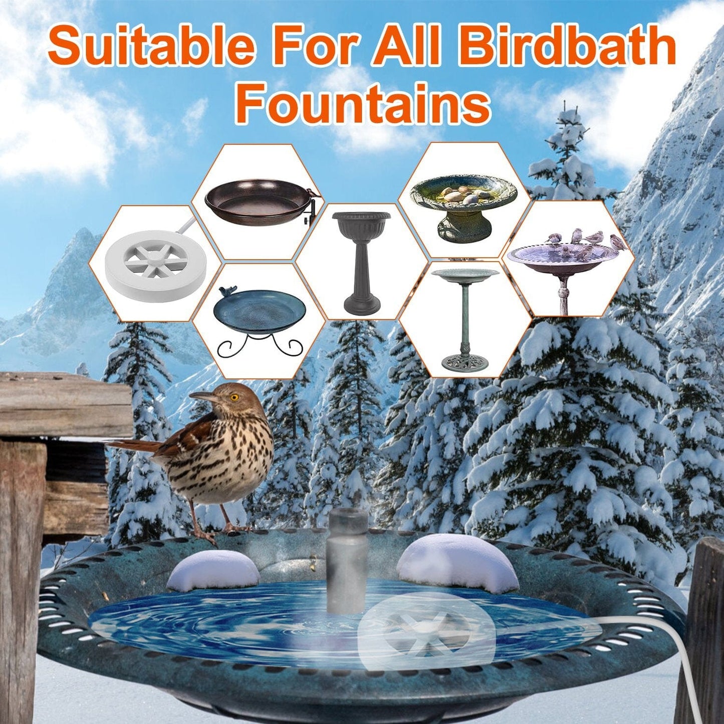 Skorter | 70W Bird Bath Insulating Aluminum Body Hot Water with Thermostat Automatic Shutdown