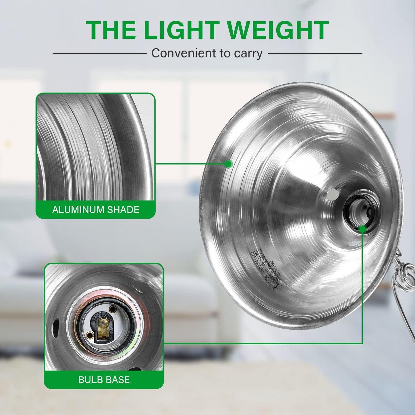 Skorter | Simple Deluxe 6-Pack Clip Lamp Light with 8.5" Aluminum Reflector, 150W E26, 6Foot Cord