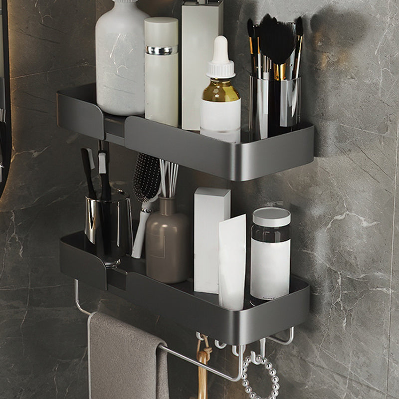 Skorter | 3-piece modern bathroom hardware set aluminum bathroom shelf in gray