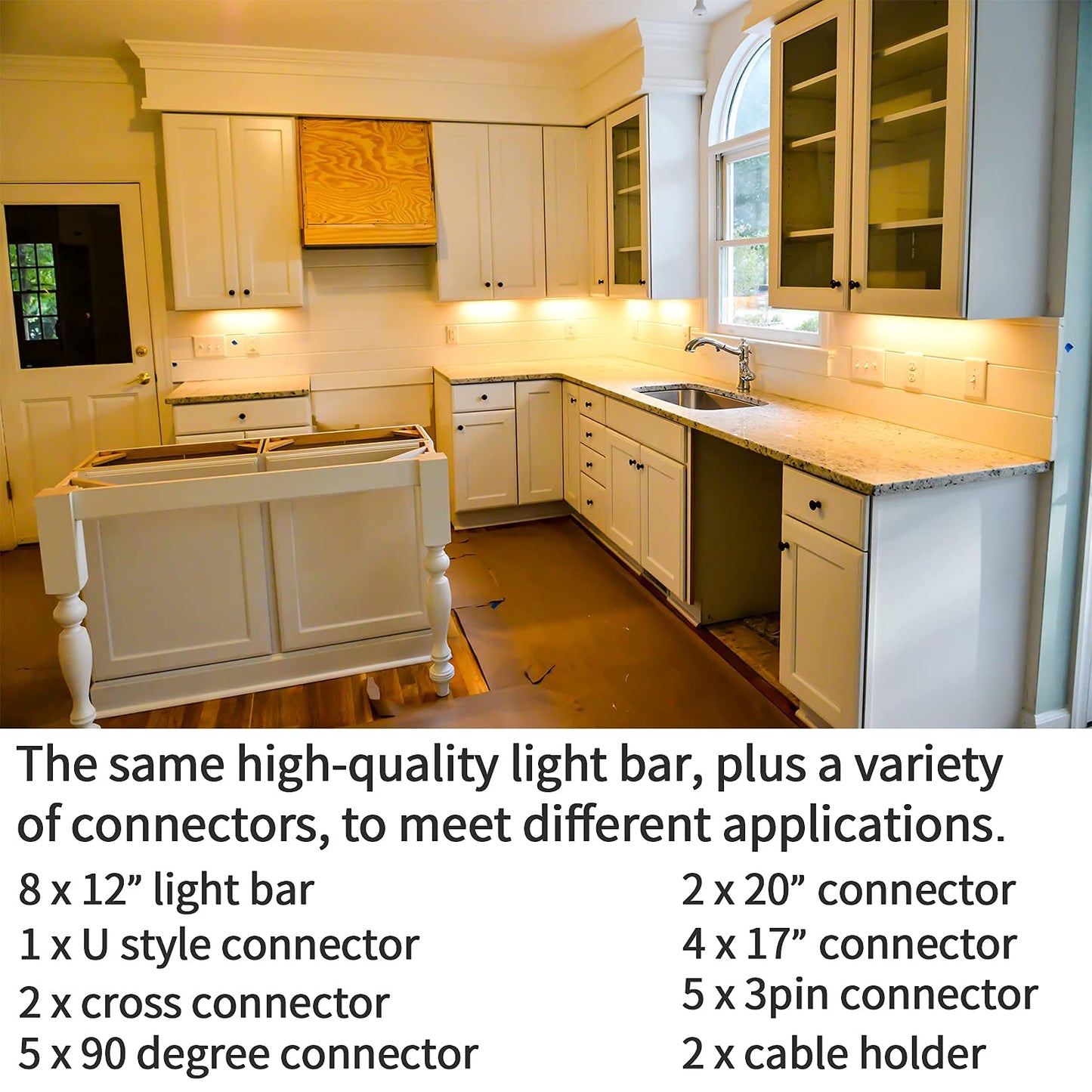 Skorter | Wobane 8Pcs Under Cabinet LED Light Bars, 12" Warm White, Kitchen & Home Display Lighting