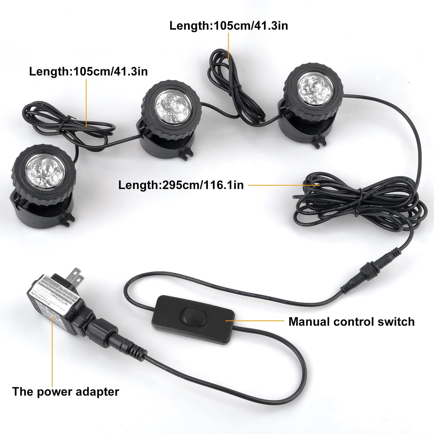 Skorter | Crepow Cold White LED Pond Light, Waterproof Submersible Spotlight for Garden & Aquarium (3-Pack)