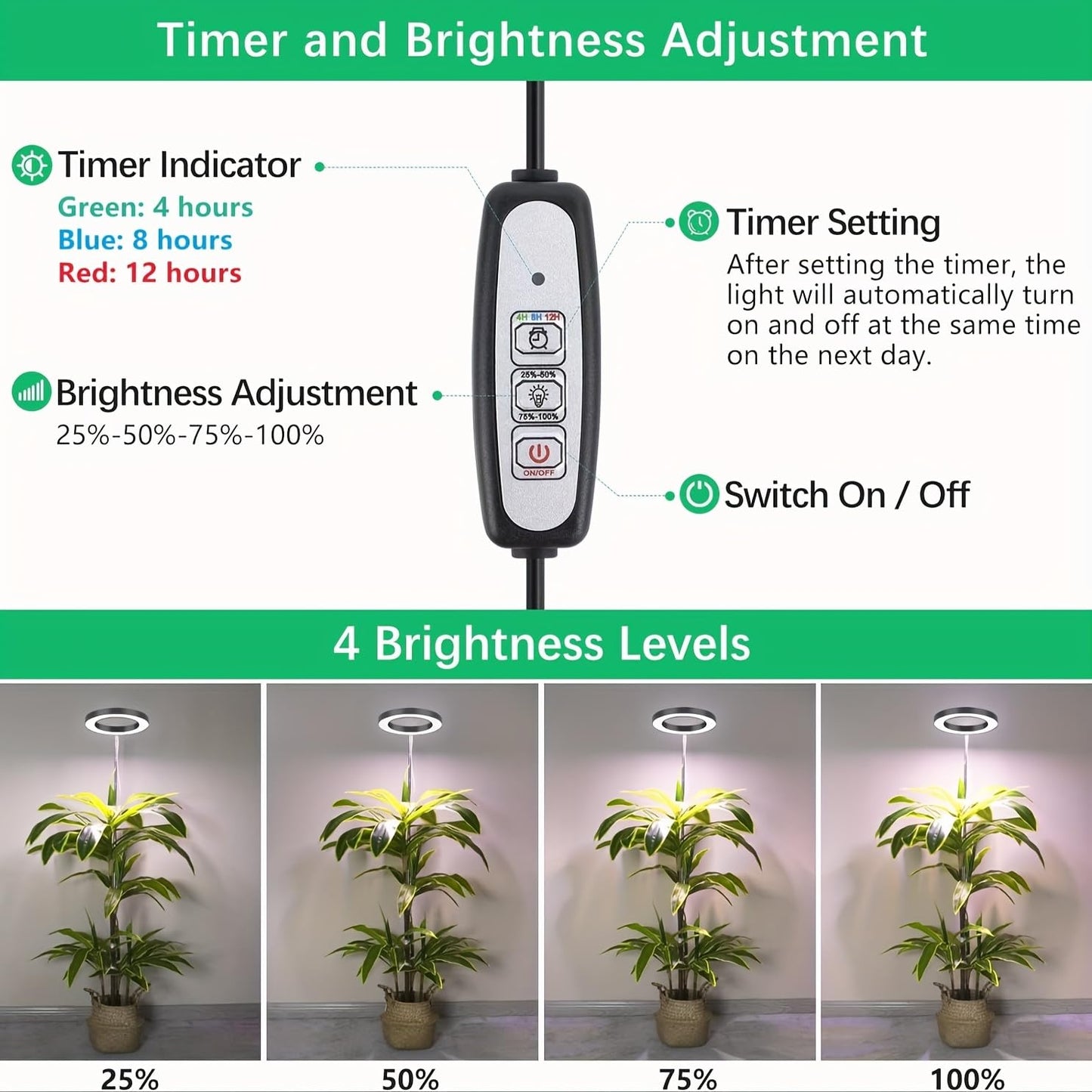 Skorter | Ej'S Supercar LED grow light for indoor plants, full spectrum, timer, 3-pack, adjustable