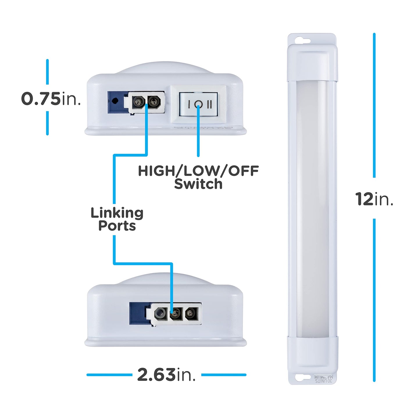 Skorter | Enbrighten 12" Led Under Cabinet Light, 415 Lumens, 3000K Bright White, Linkbar, Plastic