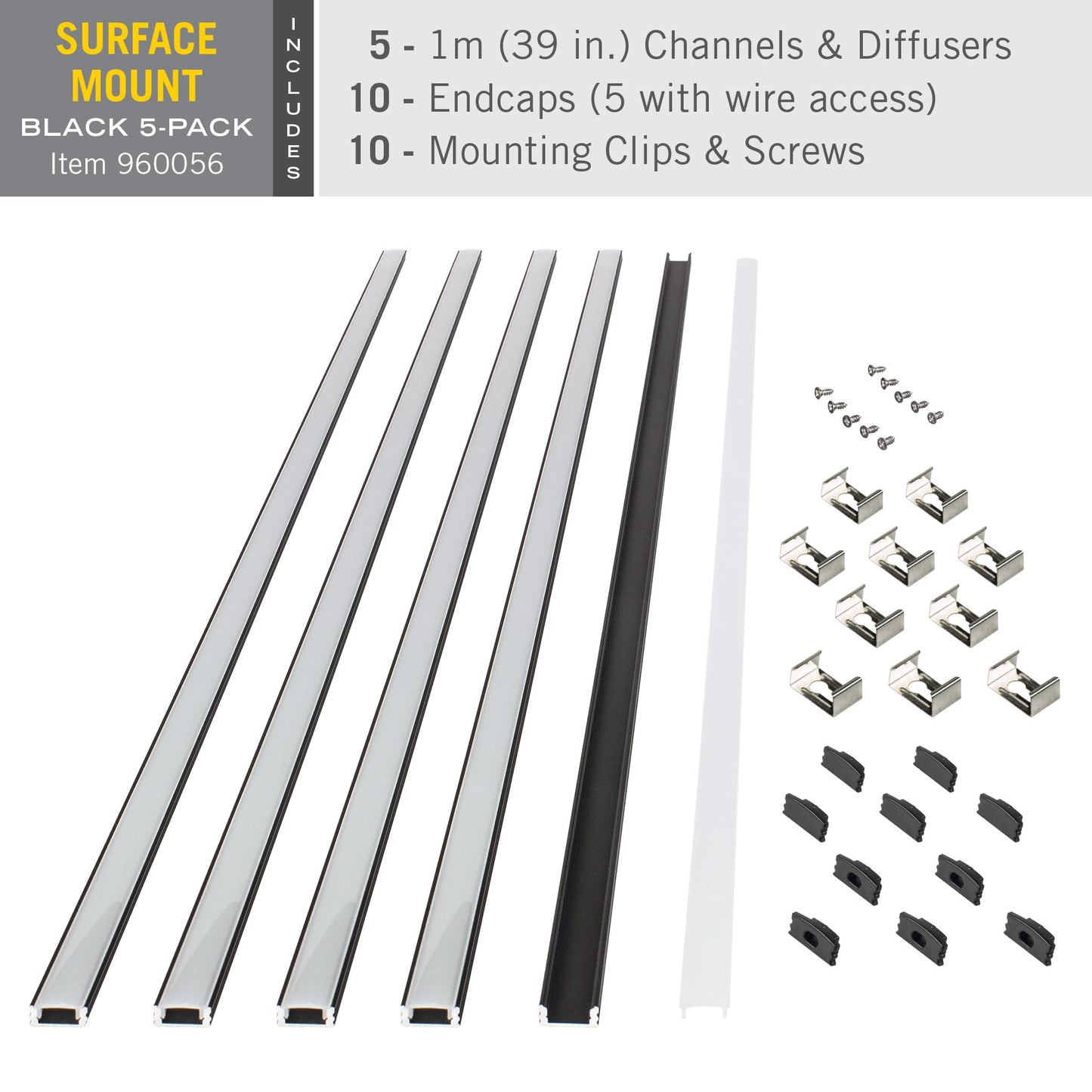 Skorter | Armacost Lighting Led Tape Light Mounting Channel 5-Pack - Black aluminum, 960056