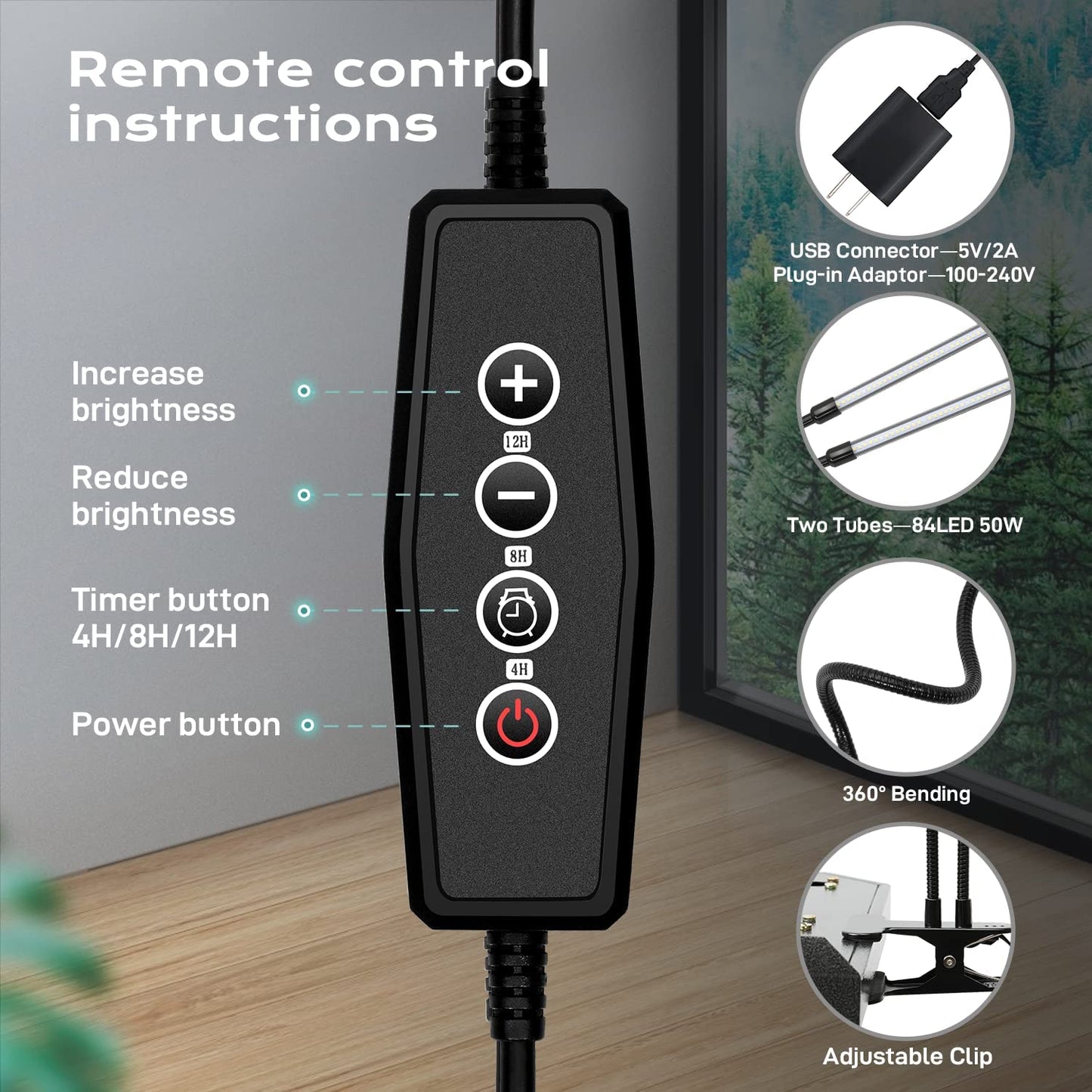 Skorter | Ipower Full Spectrum Clip Light With 84 LEDs, 3 Modes, 5 Dimmable Levels For Indoor Plants
