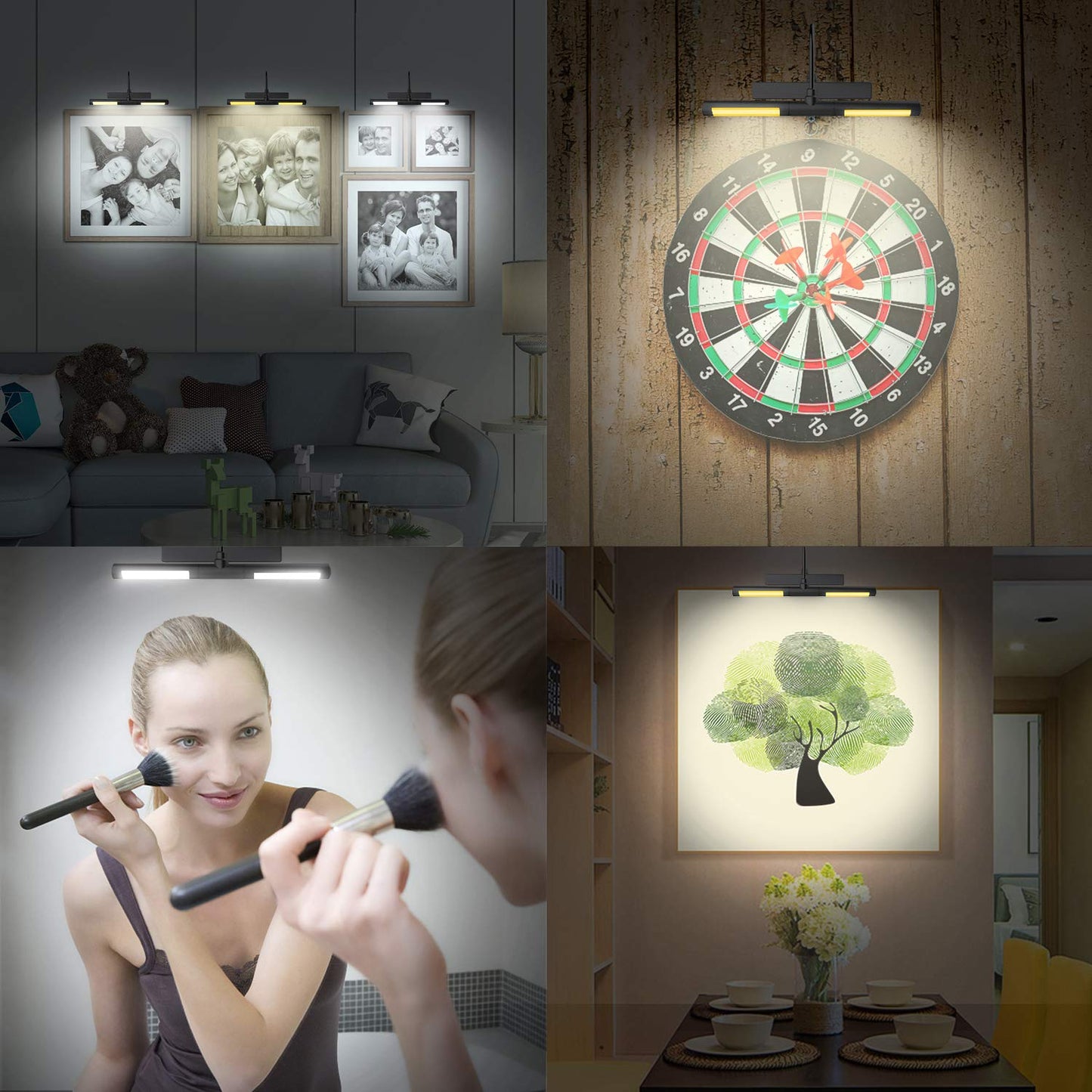 Skorter | Bigmonat Rechargeable Picture Lighting With Remote Control, Dimmable Battery-Powered Art Display Lamp, Black