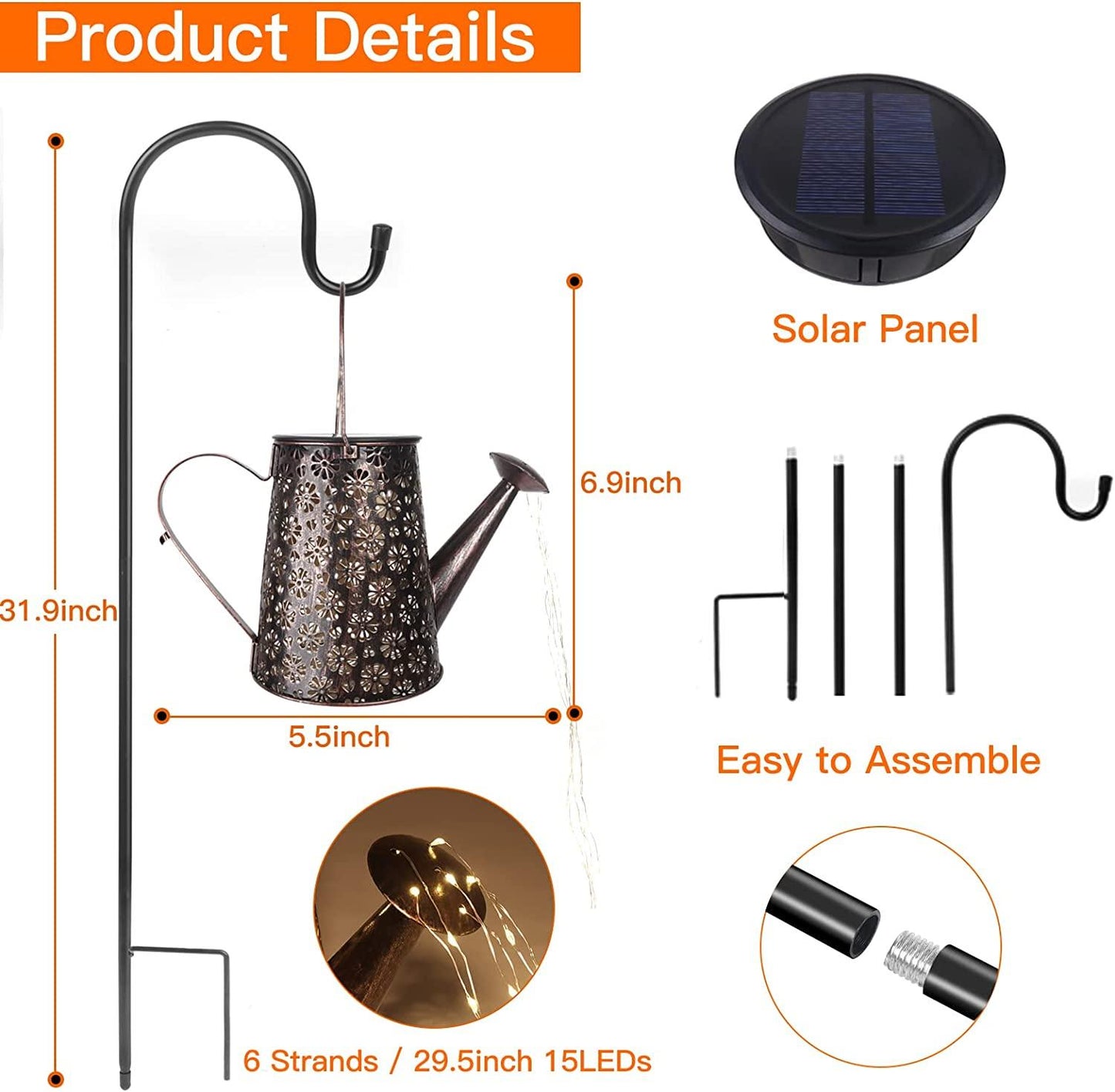 Skorter | Waterproof Solar Watering Can Lights