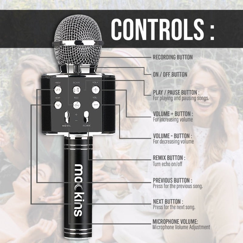 Skorter | Portable Karaoke Microphone - Microphone with Built-in Bluetooth Speaker - Compatible with IOS and Android Devices