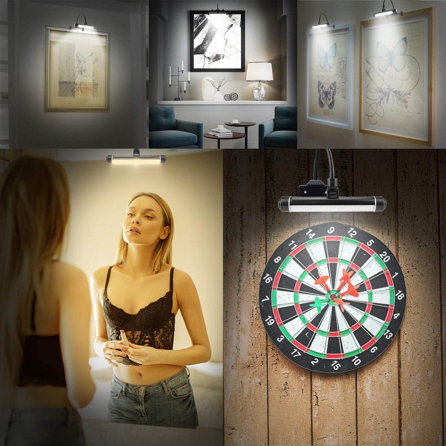 Skorter | Bigmonat Wireless LED Picture Lighting, Rechargeable Clip Picture Lamp with Timer and Dimmable Modes