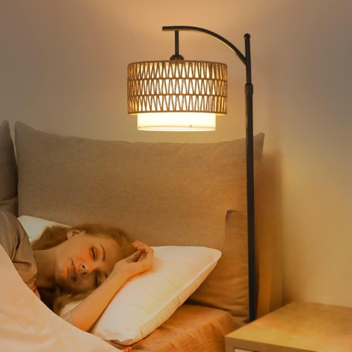 Skorter | Arc Floor Lamp with Remote Control & Dual Shades – Norvella