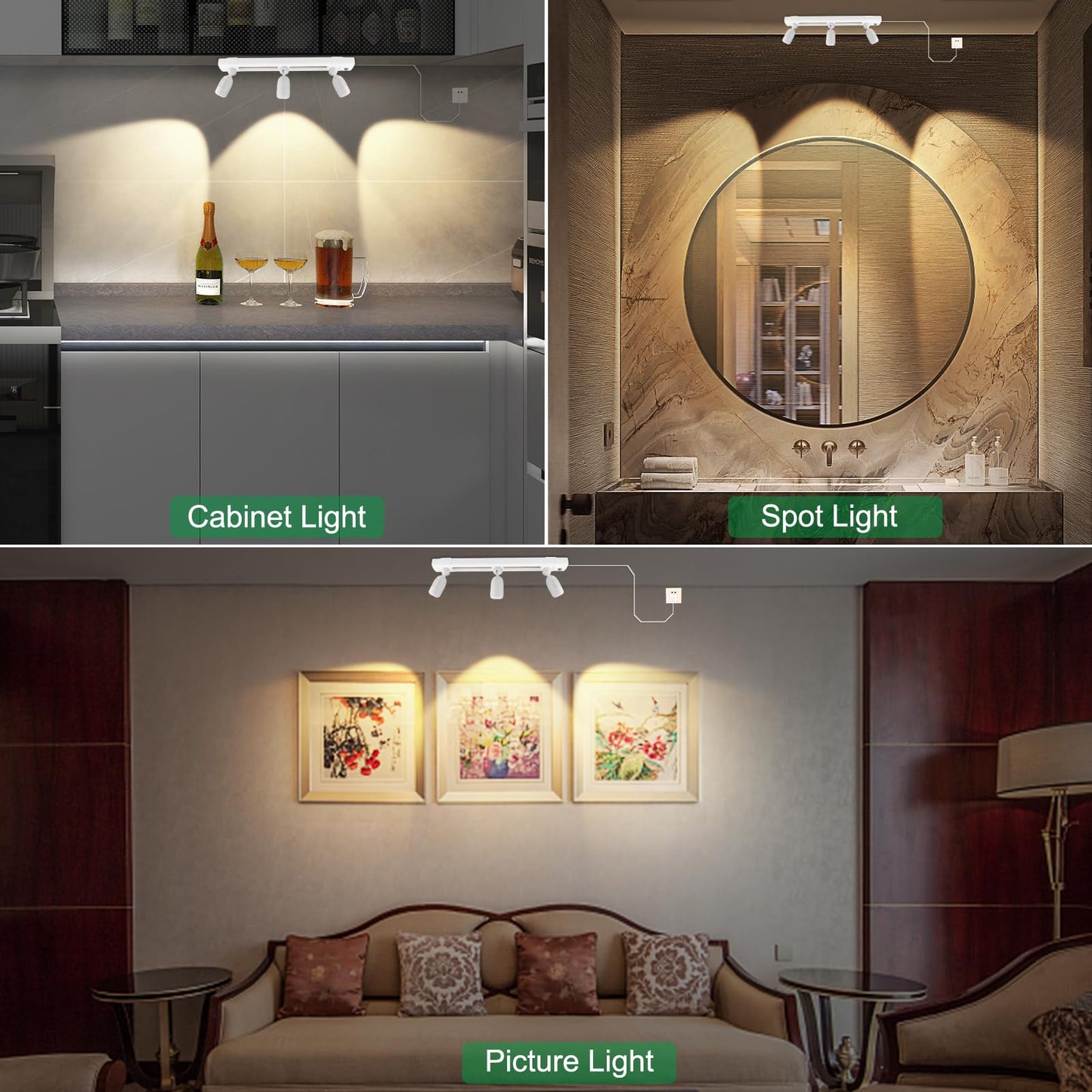 Skorter | Luxsway Led Track Light With Remote Control, 3 Adjustable Heads, Dimmable Accent Lighting, White