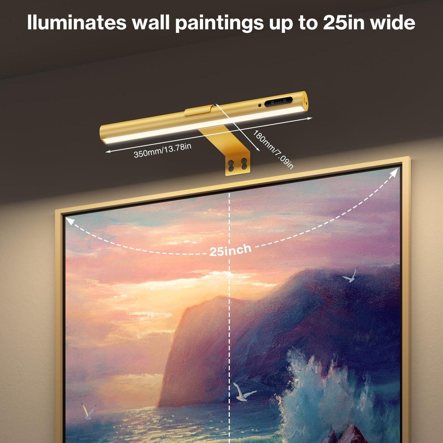 Skorter | Olafus Battery-Powered Picture Lighting with Remote Control, 3 Color Temperatures, Wireless Black Lamp