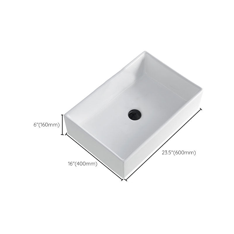 Skorter | Contemporary Bathroom Sink Porcelain Rectangular Vessel Sink Sink Only