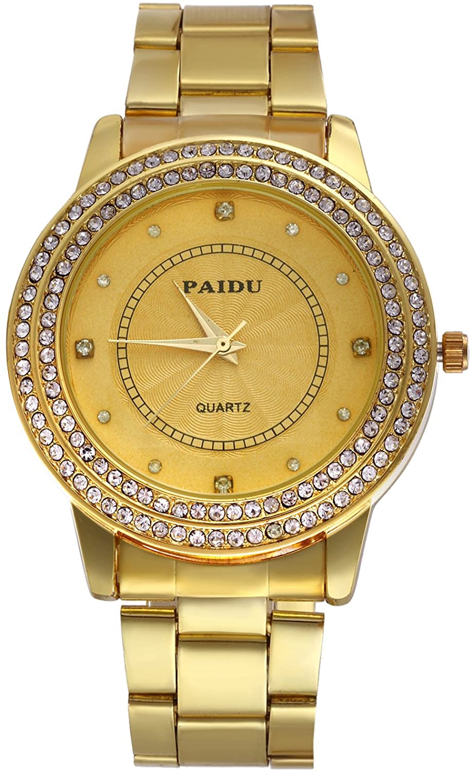 Skorter | Lancardo Men's Luxury Jewelry Gold Tone Bling Crystal Accents Stainless Steel Wrist Watch for Halloween Costume Party