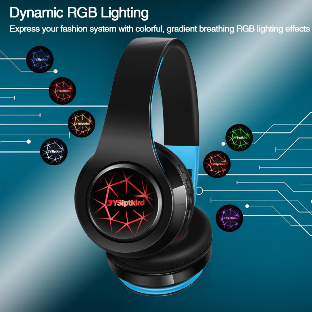 Skorter | Over-Ear v5.3 Bluetooth Headphones - Stereo & LED Light