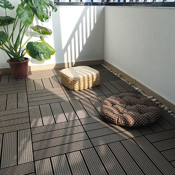 Skorter | 11 Pack 12" X 12" Square Deck/Patio Tiles Snap Fit for Outdoor Patio Tiles