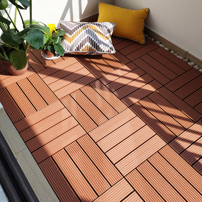 Skorter | 11 Pack 12" X 12" Square Deck/Patio Tiles Snap Fit for Outdoor Patio Tiles
