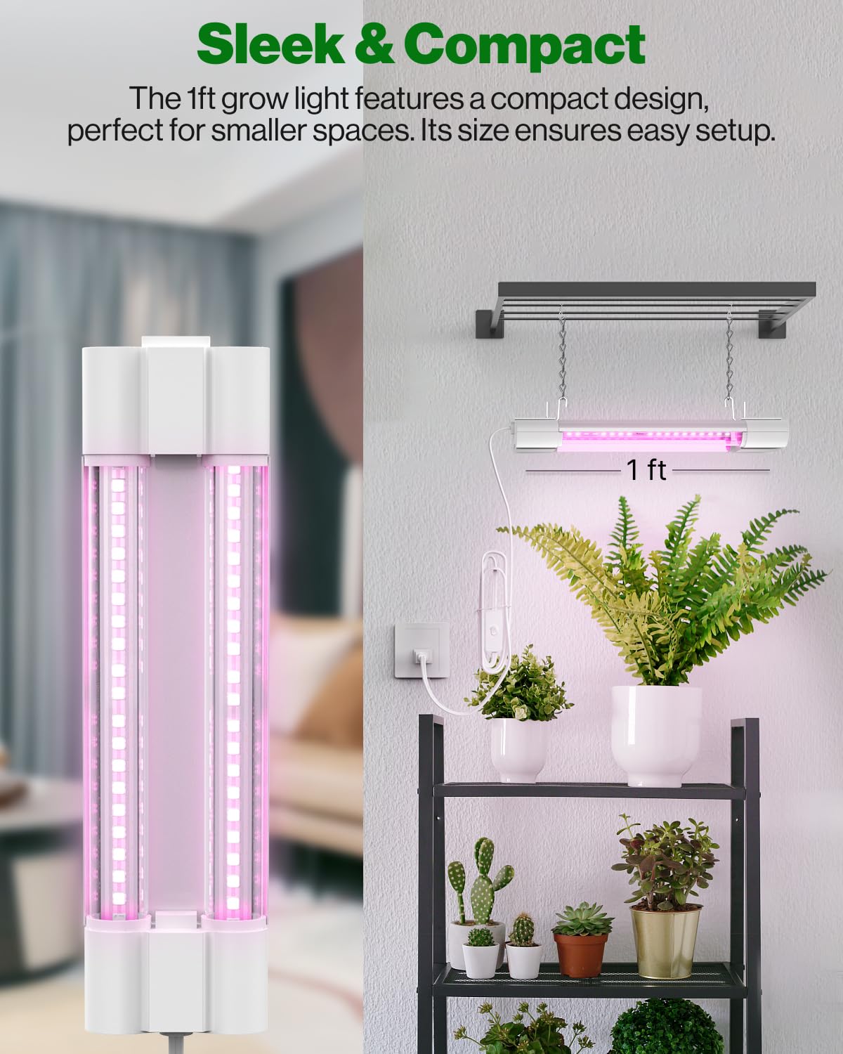 Skorter | Sunco 1Ft Full Spectrum Grow Light Led, 10W For Seed Starting & Indoor Plants, 2 Pack