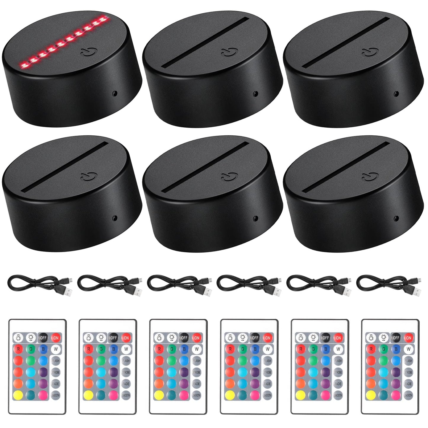 Skorter | Honoson 3D Night LED Light Lamp Base - 16 Colors, Remote Control, USB, Large Black Display Base