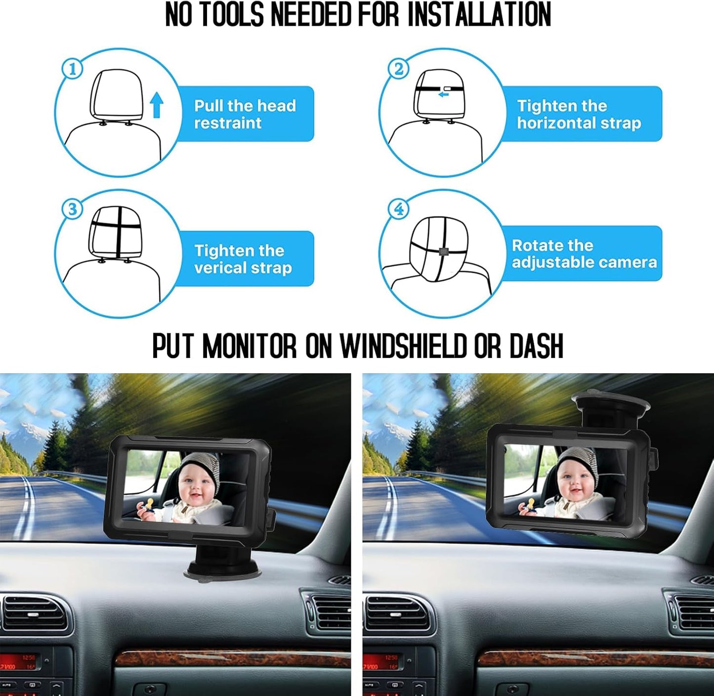 Skorter | Baby Car Mirror with 1080P Camera & 4.3'' Screen – Solvian