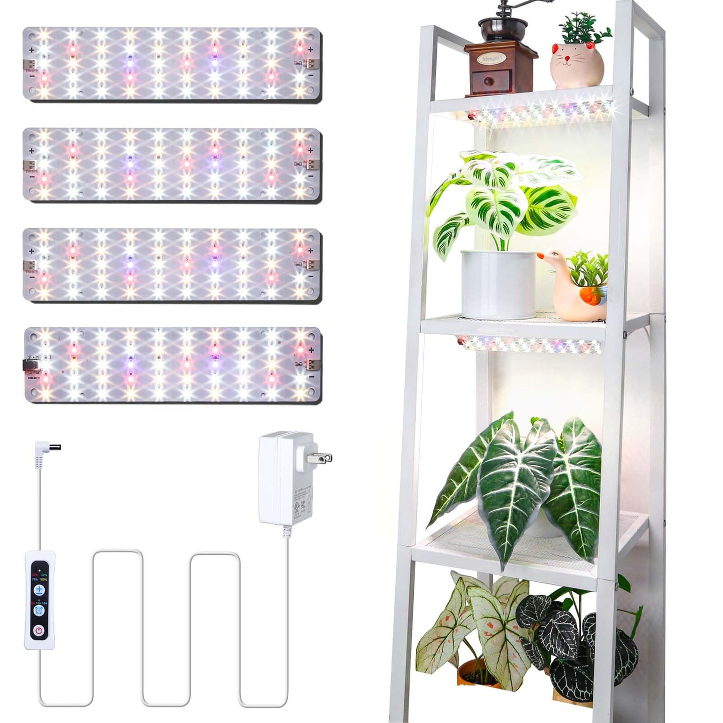 Skorter | Dommia Growth Light, Connectable Growth Lights For Indoor Plants Full Spectrum, 6/12/16H Timer Plant Growth Lights Indoor Under Cabinet, 40W Dimmable Ultra-Thin Plant Light For Indoor Growth, Seedlings, Vegetables