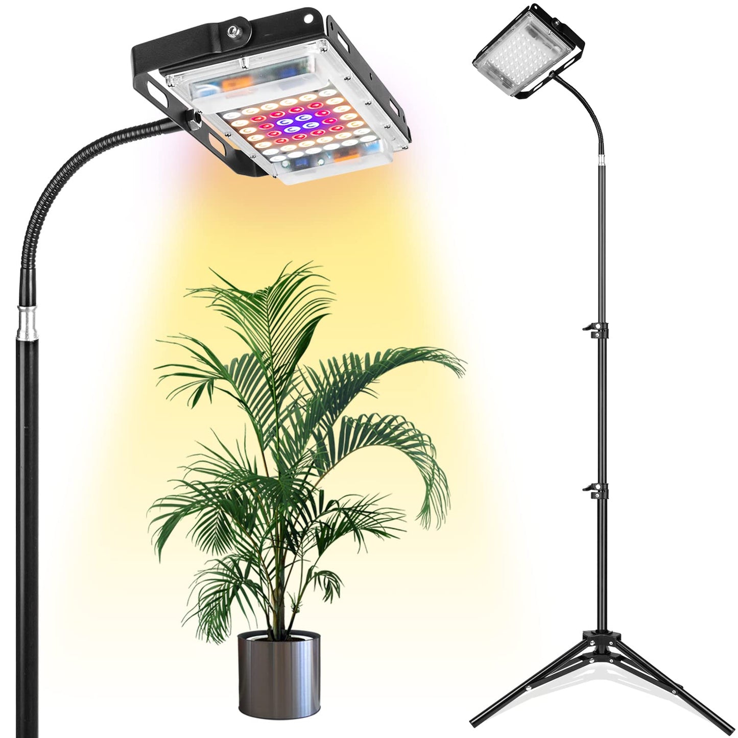 Skorter | Lbw Growth Light With Stand, Full Spectrum 150W Led Floor Plant Lighting For Indoor Plants, Growth Lamp With On/Off Switch, Adjustable Stand 15-48 Inches