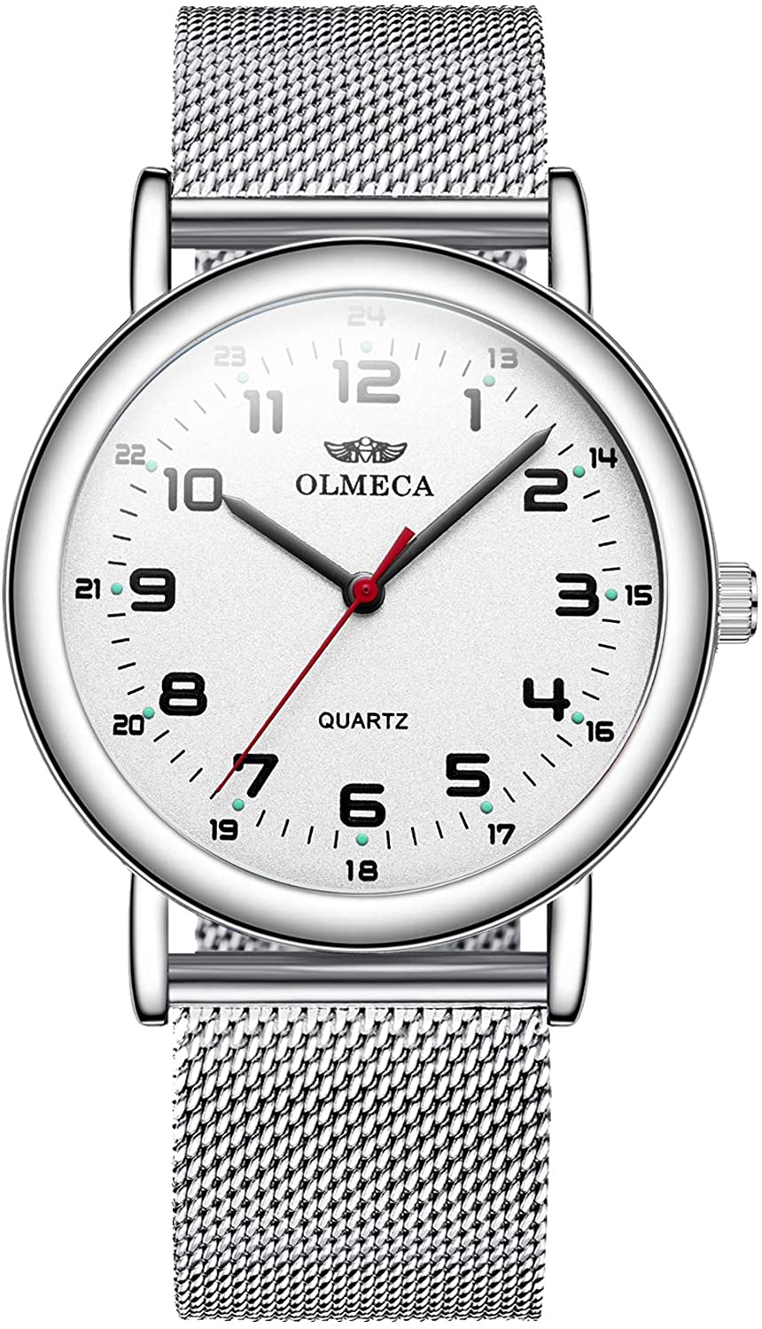 Skorter | OLMECA Men’s Watch Wrist Watches Analog Quartz Waterproof Stainless Steel Mesh Band Simple Watch for Men 709wd