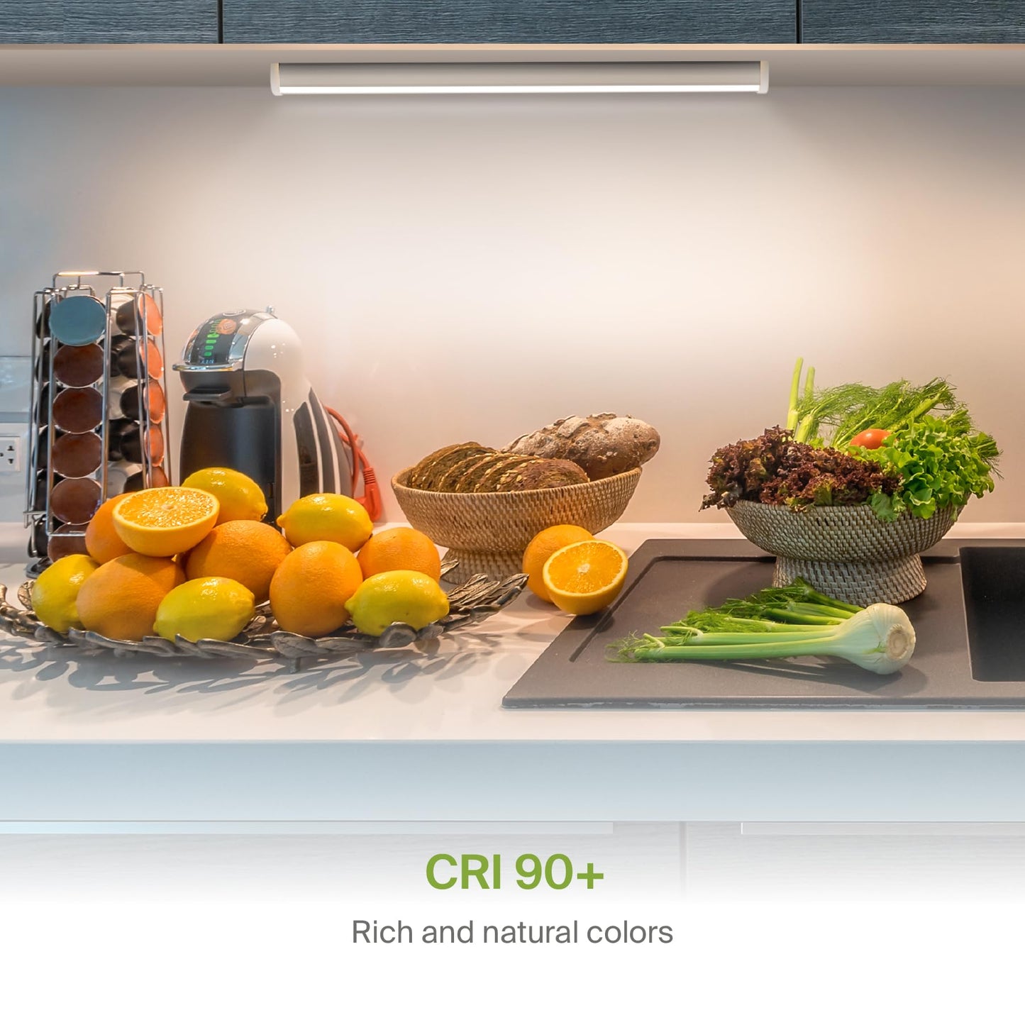 Skorter | Asd Dimmable Led Under Cabinet Lighting, 9 Inches, 3 Color LEVELS, Hardwired/Plug-In, White Finish