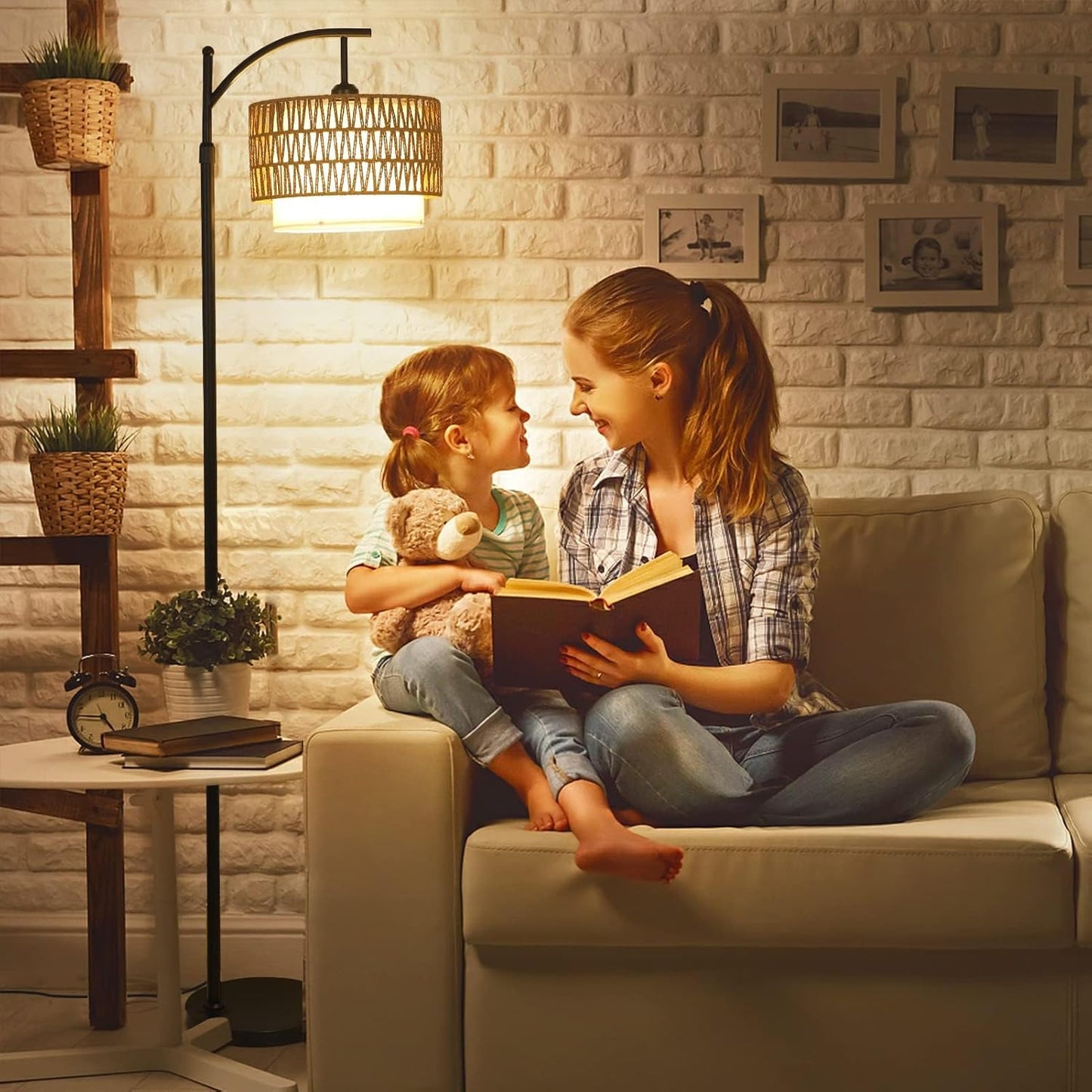 Skorter | Arc Floor Lamp with Remote Control & Dual Shades – Norvella