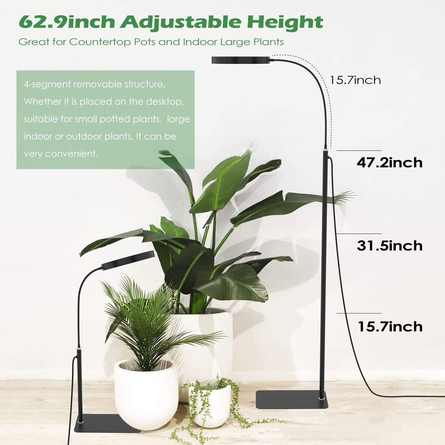 Skorter | Pronoro Plant Growth Light with Stand, Full Spectrum LED, Automatic Timer, 63" Adjustable, 6 Dimmable Levels