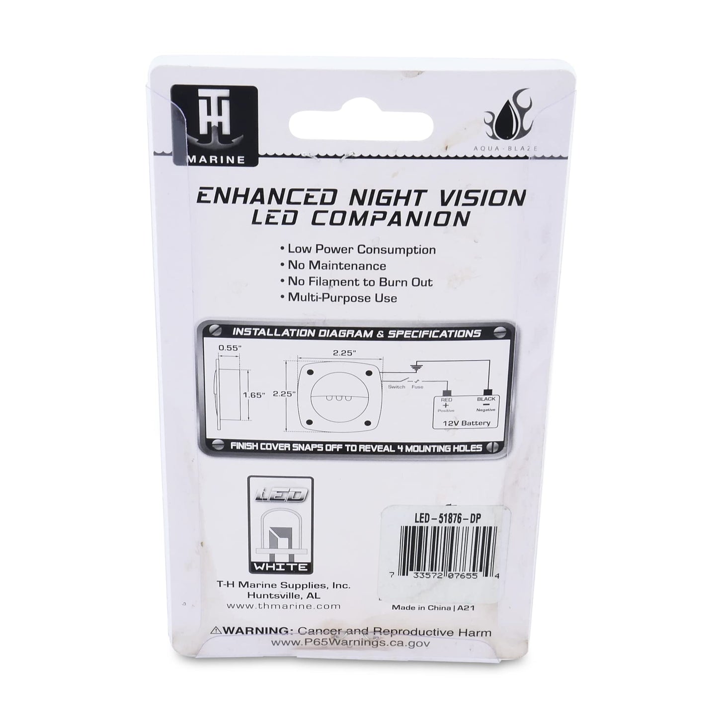 Skorter | T-H Marine Led Courtesy Light - White Square Light For Boat Interior, Deck, Or Cockpit