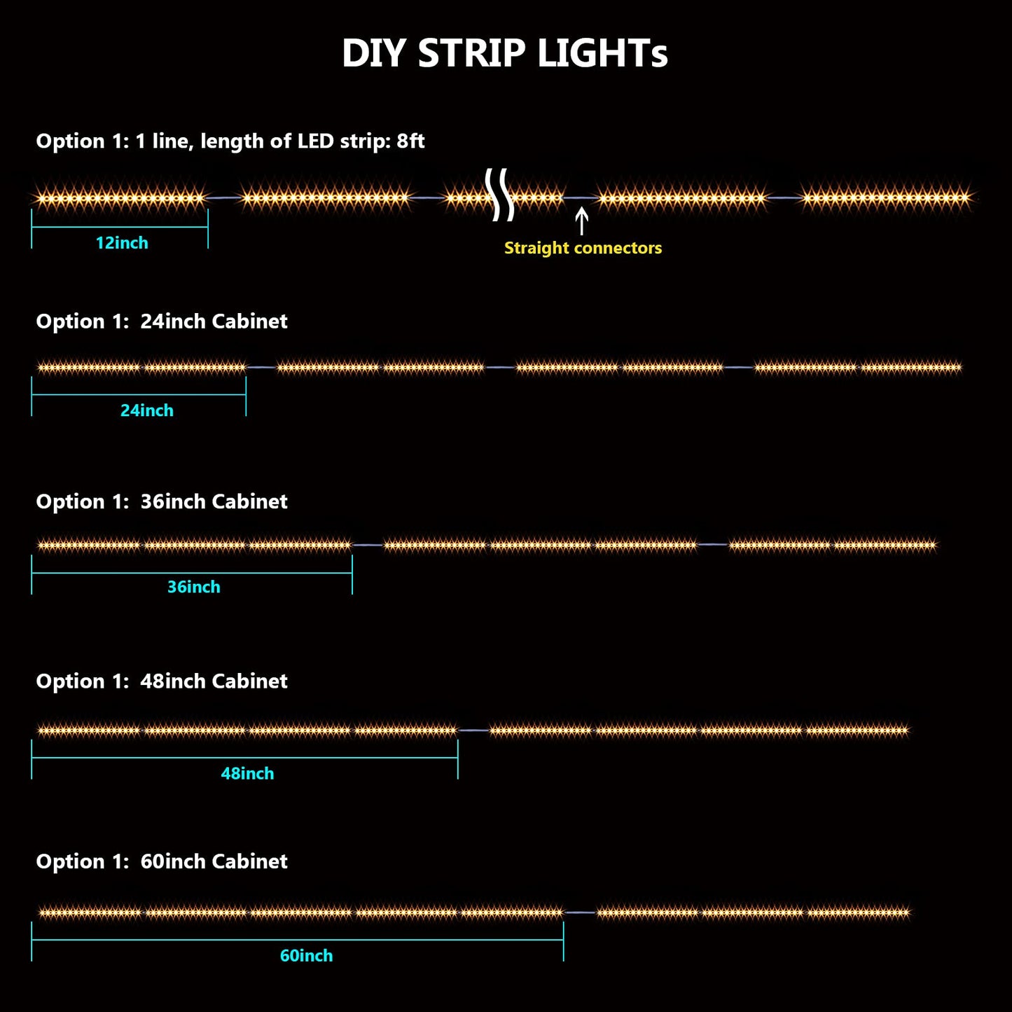 Skorter | Wobane 8Pcs Under Cabinet LED Light Bars, 12" Warm White, Kitchen & Home Display Lighting