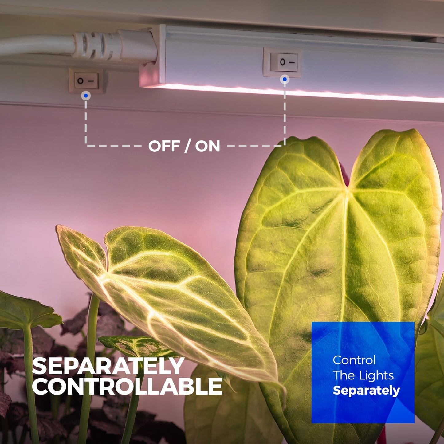 Skorter | Barrina 1Ft Full Spectrum Led Grow Lights, Pinkish White, T5 Plant Light, 8-Pack