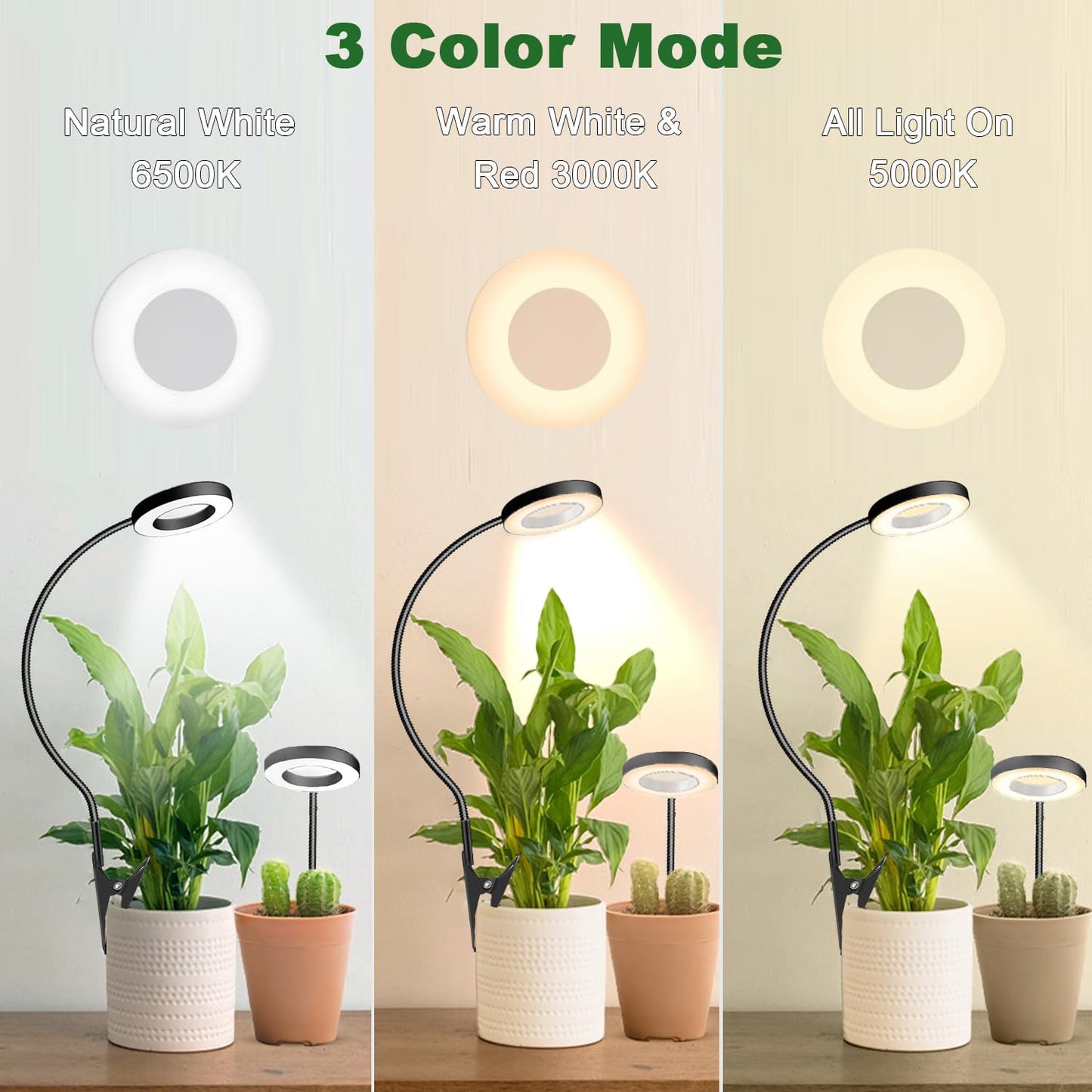 Skorter | Goadrom Full Spectrum Led Grow Light with Timer & Dimmable Brightness - 3 Pack for Indoor Plants